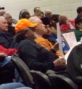 Citizens attending the listening session were allowed as much time as they needed to epxress their views, and could hold large signs protesting Jauch's decisions. No one was arrested and no one was gaveled off, as so many have been at other mining hearings.
