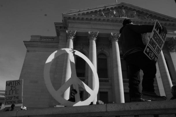 Peace. Water reserved since 1848 from Protect Wisconsin's Waters rally 1/ 26/13.