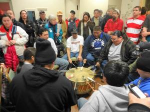 January 11, 2012 Hurley public hearing, prayers before the testimony. PhotoL Rebecca Kemble