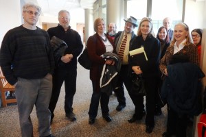 Supporters of free speech at the Capitol at the Dane County Courthouse before Huberty's hearing.