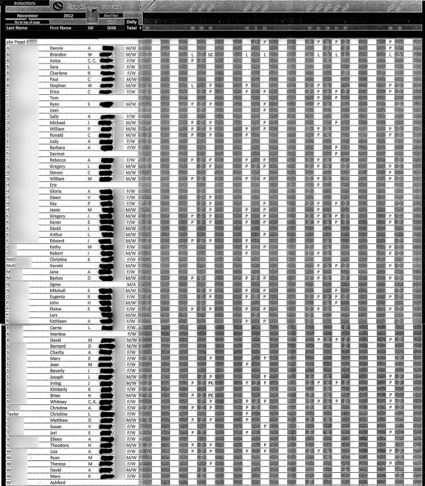 Capitol Police attendance list for November 2012.