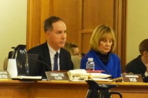 Rep. Vos and Sen Darling, co-chairs of Joint Finance Committee, listening to Mike Wiggins testify on the amended version of AB426:  "Treaties were done to avoid blood spilling on the ground, to avoid wars over resources. They were compromises and mutual understandings that we will need basic things to live our lives, and for us that’s clean air and water. I don’t know if there’s anything more you need to know about it."