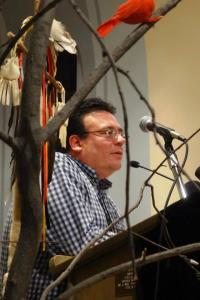 January 8, 2013 - Mike Wiggins Jr. and members of the Bad River Band of Lake Superior Chippewa gathered at the Congregation of The Great Spirit in Milwaukee to talk about the importance of clean water and the irreparable harm a mine in the Penokee Hills would do to the Bad River watershed and Lake Superior. Photo: Rebecca Kemble