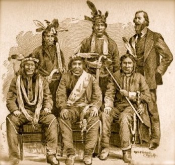 Chief Buffalo (center) and the delegation to Washington. Image from “Early Life Among the Indians: Reminiscences from Image from from “Early Life Among the Indians: Reminiscences from the Life of Benj. G. Armstrong,” published 1892 