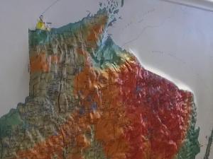 Richard Ketring brought a map illustrating the topography of the Bad River watershed. 