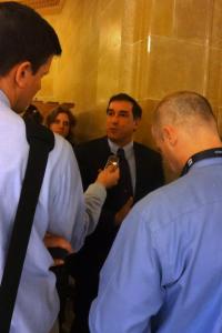 GTac CEO Bill Williams has no answers for journalists after the mining bill passed out of committee on 1/23/13.