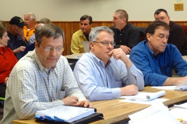 GTac engineer Tim Myers, lobbyist Bob Seitz and CEO Bill Williams in front of the Iron County Board. 