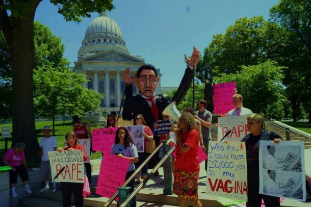 "No Means No! rally to begin the action. Photo by Leslie Amsterdam