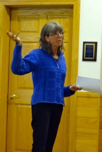 Terry Daulton opens the Iron County Citizens Forum meeting at the Oma Town Hall.