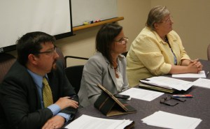 DOA Legal Counsel Greg Murray, DOA Executive Assistant Wendy Coomer, and Sue Barica, Assistant to WI State Capitol Police at the hearing for public input 7.12.2013