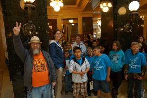 A group of school children visiting the capitol.