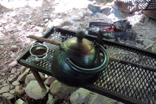 Fire at the center of the LCO Harvest and Education Camp.