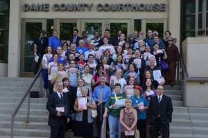 Some of those who plead not guilty to the citations received for singing in the Capitol