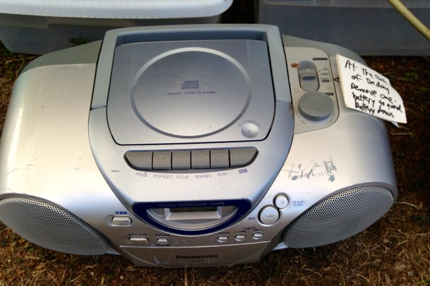 Just one of the many boomboxes tuned to 89.9 fm on Saturday. Photo by Rebecca Kemble