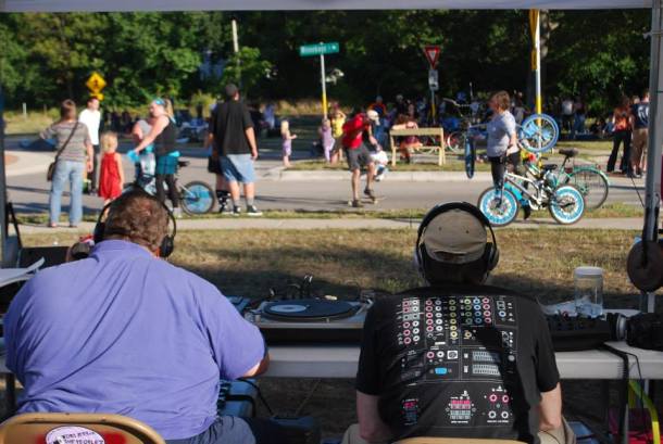 DJ Ted Offensive and Norman Stockwell enjoy the view. Photo by Lisa Wells