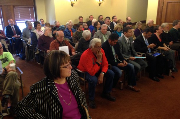 SB 349 co-author Rep. Joan Ballweg waits for the hearing to begin. Photo by Rebecca Kemble