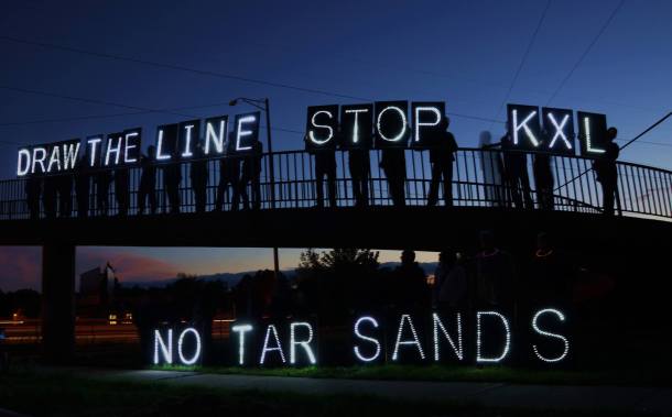 September 20, 2013 Draw the Line-Stop KXL with Overpass Light Brigade