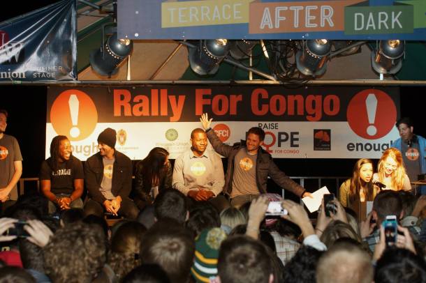 October 7, 2013 Rally for a Conflict-Free Congo with event organizer JD Stier and GB Packers quarterback Aaron Rodgers, making a well received political statement.