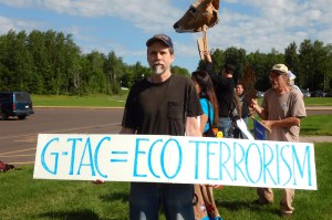 Sign outside of a public hearing on GTac's bulk sampling plan August 15, 2013.