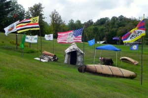 Tribal flags flying at the Penokee Hills Education Summit September 20, 2013.