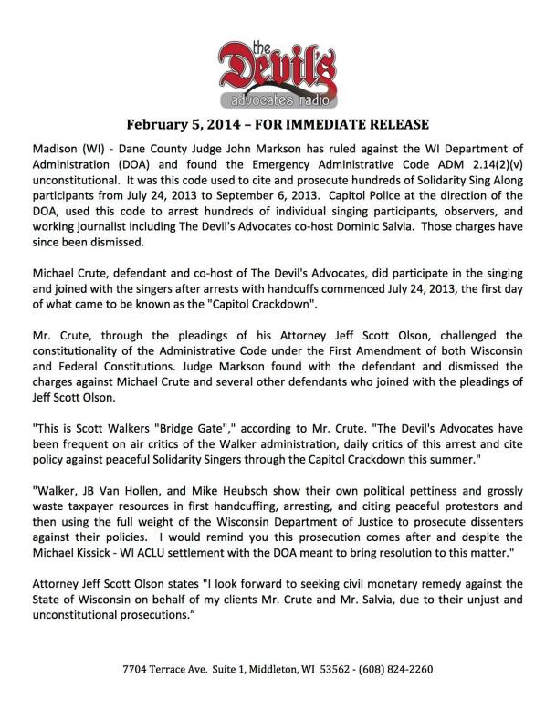 Crute and Olson Press Release