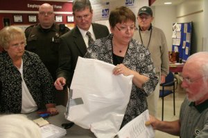 Duct taped ballot bag at the May 2011 Supreme Court Recount in Waukesha. 