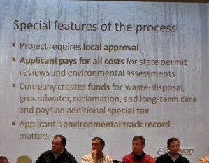 What the public was told at the January 2011 mining presentation at the Northern Great Lakes Visitor Center. Later, GTac never obtain local approval and changed the law so that they would not have to pay a special tax, be responsible for reclamation or have previous environmental track record matter. Photo: Eric Iverson.