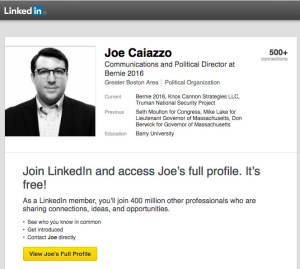 Joe Caiazzo, Bernie Sanders Communications Director, and employee of Clinton Foundation's Truman National Security Foundation.