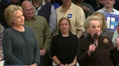 Albright campaigning for Hillary Clinton, February 2016.