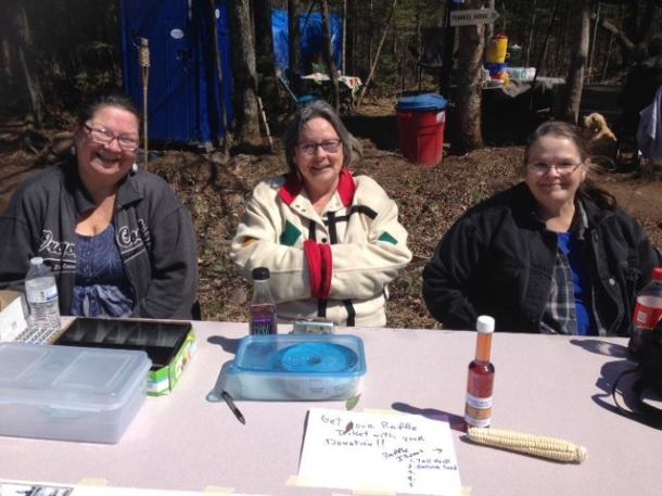Debbi Crowe, Rachel Nesja Goodpaster and Lori Liddell at Harvest Education Learning Project HELP in the Penokee Hills, April, 2015